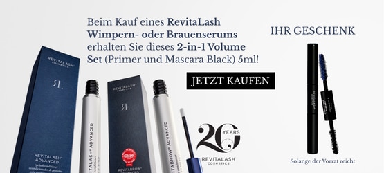 RevitaLash Wimpern- und Brauenserum mit 2-in-1 Volume Set Aktion.